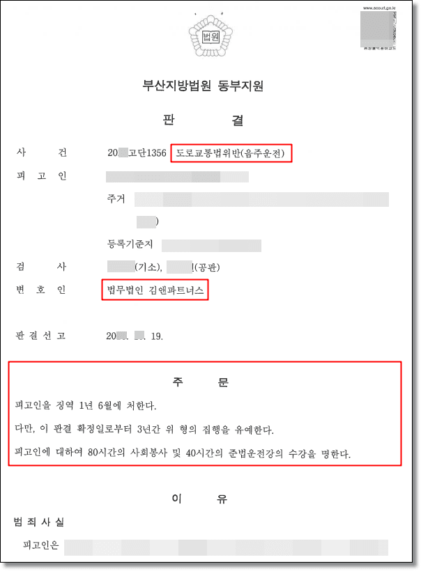 만취 음주운전 0.219%, 중형 위기에서 집행유예