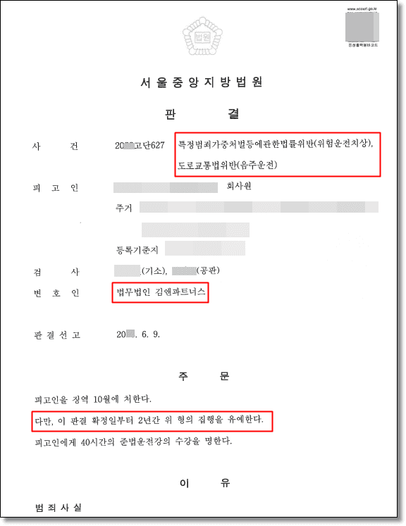 위험운전치상 0.181% 재범, 실형 우려 딛고 집행유예