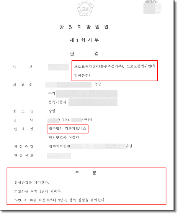 무면허 음주측정거부로 1심 법정구속, 항소심 뒤집어 집행유예